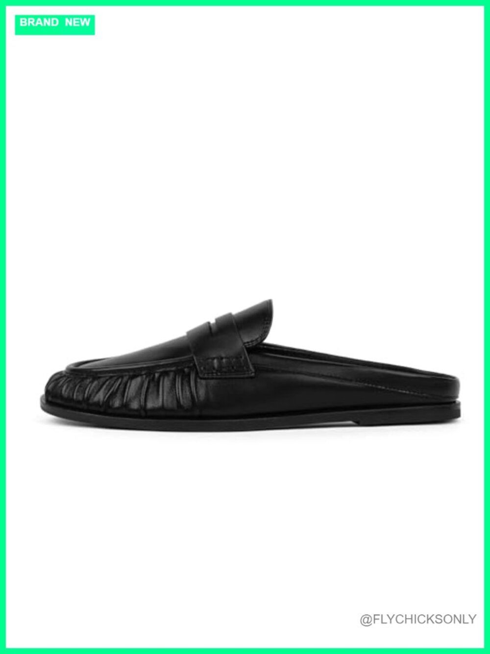 Faux Leather Mules Slip-On Flats Comfortable Loafers Ruched Toe Women's